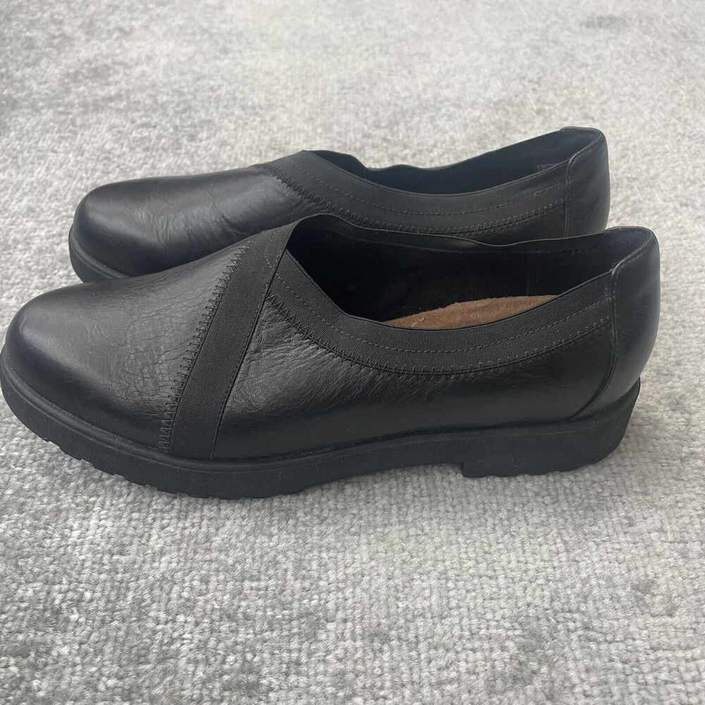 Clarks Shoes Womens Size 9 Black Leather Bellevue Cedar Lightweight Foam Bottom - Picture 1 of 11